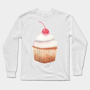 cupcake watercolor Long Sleeve T-Shirt